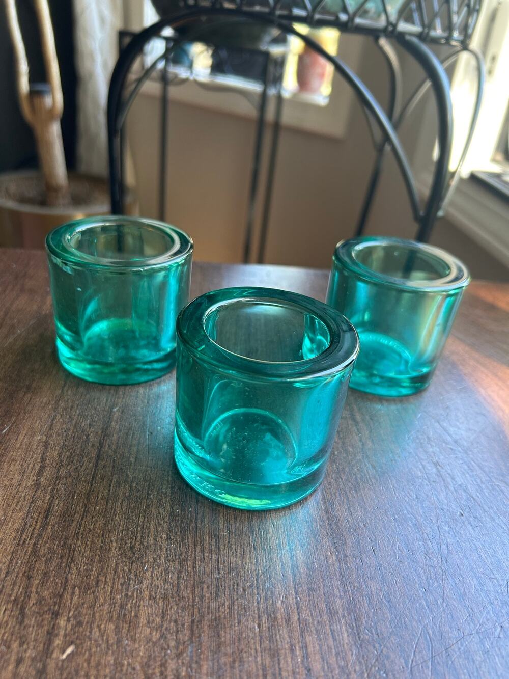 Marimekko 3 KIVI Glass Votive Candleholders Blue  Orvola Tealight holders